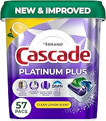 Cascade Platinum Plus Dishwasher Pods, Dishwasher Detergent, Dish Detergent Soap, Lemon, 57 Count