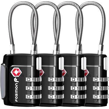 Lot de 4 verrous à bagages avec clés avec lot de 2 cadenas à