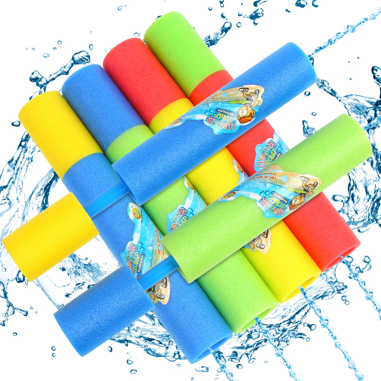 SULOLI 4 Pack Water Pistols for Kids Toddlers Outdoor Pool Beach Toys Foam Water Guns Summer Super Water Blaster Soaker Gun for Garden Outside Games