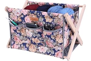 HANFETCH Yarn Caddy Large Size Yarn Storage Organizer for Yarn Skeins-Organizer for Crochet Hooks Knitting Needles Other Accessories (Peony)