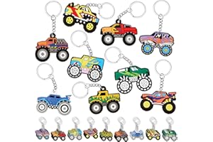 Sasylvia 36 Pcs Monster Truck Party Favors Monster Truck Keychains Birthday Party Decorations Goodies Bags Stuffer Christmas Gift for Women Men Accessories