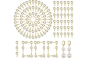 TXIN 1000 Pcs Screw Eye Pins, 4 x 8mm Small Eye Hooks, Mini Eye Screws Hooks for Jewelry Making, Metal Eyelets Screw Threaded Clasps for DIY Arts Crafts, Cork Top Bottles, Charm Bead Supplies (Gold)