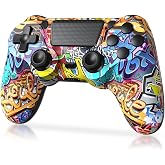 TIANHOO Wireless Controller Compatible with PS4/Pro/Slim | with Vibration Feedback, Motion Sensing, Touchpad, Light Bar, Share, 3.5mm Headphone Jack(Graffiti)
