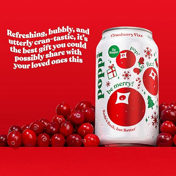 POPPI CRANBERRY FIZZ PREBIOTIC SODA, 12 FL OZ