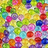 YHYPOCI 100pcs 12mm Acrylic Crystal Beads, Faceted Rondelle Acrylic Spacer Beads for Wind Chimes Bracelet Necklace Earring Keychain Jewelry Making DIY Crafts(Mix Colors)