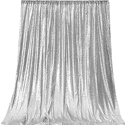 JYFLZQ Silver Sequin Backdrop Curtain 8x10ft(WxH) 1