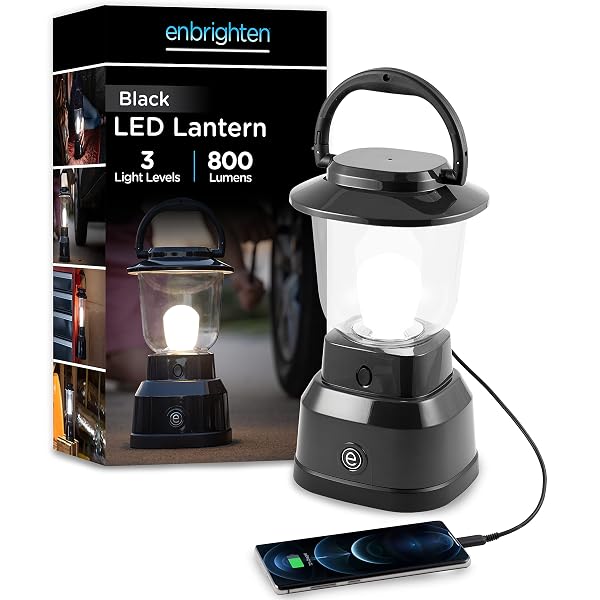 ENBRIGHTEN LED LARGE CAMPING LANTERN, BATTERY POWERED, USB...
