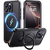Lanhiem Magnetic for iPhone 16 Pro Max Waterproof Case, Dustproof Case Built-in Screen Protector, [Fit for MagSafe] [Invisible Stand] Shockproof Heavy Duty Underwater Case for 16 Pro Max (Black)