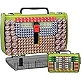 Large Capacity 269 Battery Organizer Storage Case with Tester, Double-Side Battery Holder Container for AA AAA AAAA C D 9V Lithium 3V CR123 CR1632 18650 Batteries(Box Only) (Lighting Green)
