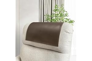 molasofa Non-Slip Faux Leather Headrest Protector for Recliner Chair, Headrest Cover for Furniture Slipcovers - Vinyl Head Protector - Theater Seat Cover for Home & Office (17x27in, Thin Brown)