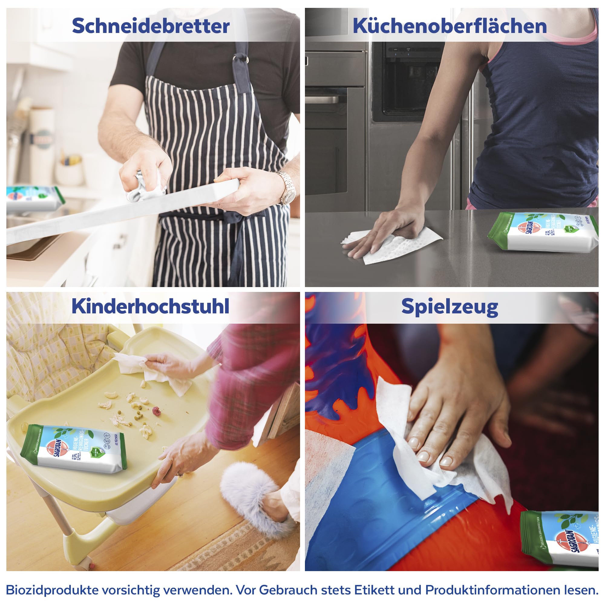 Sagrotan Hygienereinigungstücher – Für die praktische Reinigung und Desinfektion von Oberflächen – 5 x 60 Feuchttücher in wiederverschließbarer Verpackung 5