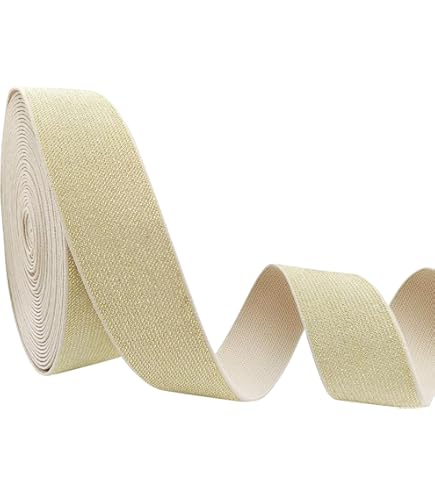 Paictheix Gold & Silver Glitter Elastic Ribbon - 4cm (1.57") Wide, 6 Yards Total, For Waistbands, Headbands, Crafts