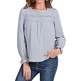 Long Sleeve Shirts Women Dressy Blouses for Women Cute Crew Neck Fall Tops Trendy Women's Clothing 2026 Fashion