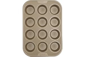 GoodCook BestBake Nonstick Textured Carbon Steel Muffin Pan, 12cp, Bronze