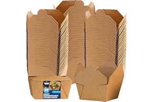 HOUZZKINGZ USA Paper To Go Boxes for Food [50 Pack - 30 Oz], Cardboard Take Out Food Containers Boxes | Kraft Fold Takeout Small Disposable Lunch Box Packaging, Chinese Take Home Away Containers Catering Deliveries