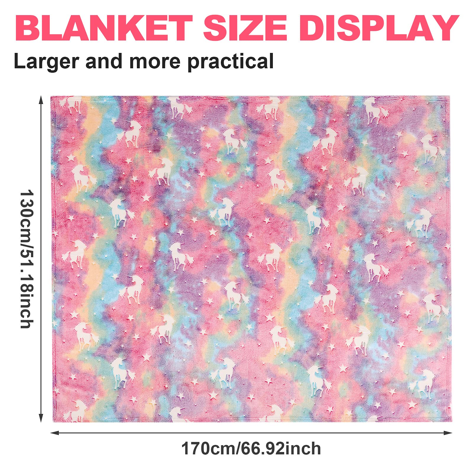 SALIMAH Glow in The Dark Blanket Unicorns Gifts for Girls, Toys for Girls Age 2 3 4 5 6 7 8 9 10 Year Old, Soft Kids Blankets Gifts for Grandkids Teens for Christmas Birthday, 50