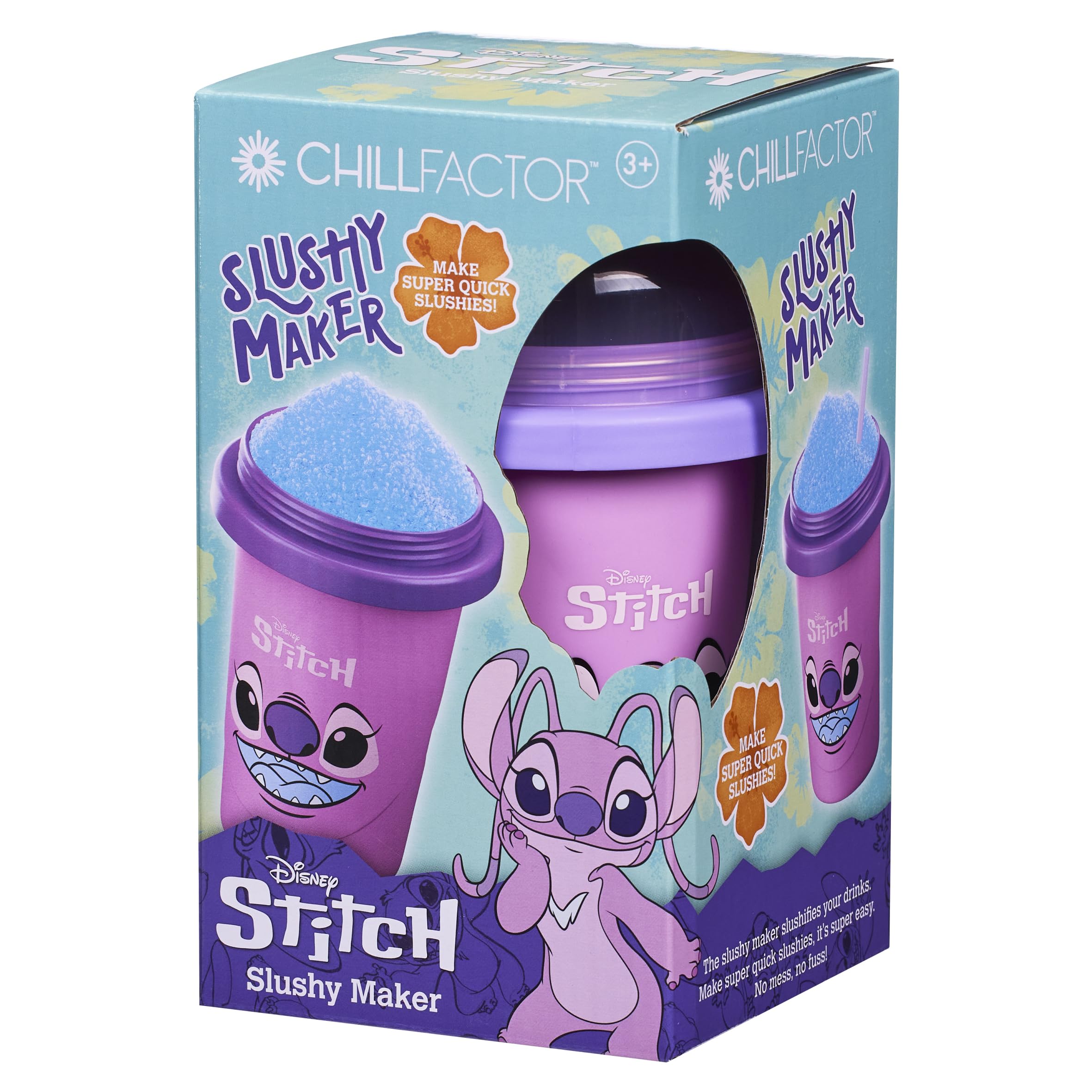 ChillFactor 08259 Disney Stitch Reusable Squeeze Cup Maker with Angel Character Design, Homemade slushies, Pink