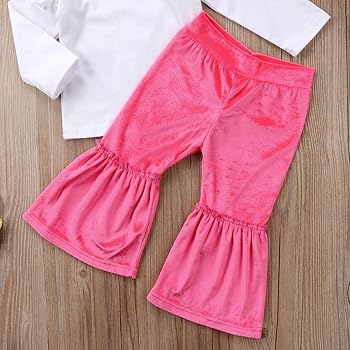 2-10Y Baby Kid Girls Velvet Elastic Waist Wide Leg Pants Flared Wedding Trousers