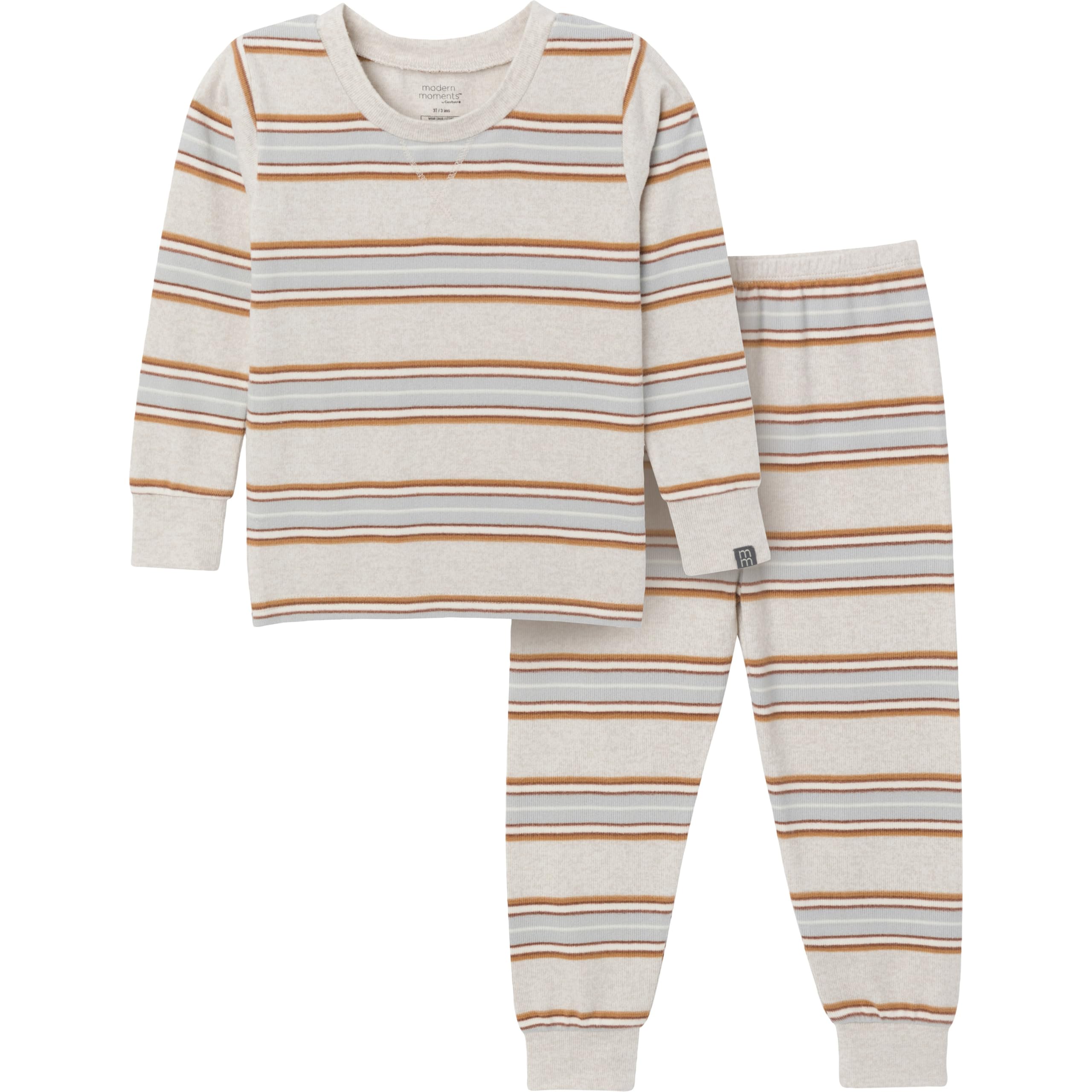 Photo 1 of Modern Moments by Gerber Baby Hacci Snug Fit 2-Piece Pajama Set, Oatmeal Heather Stripe, 4T