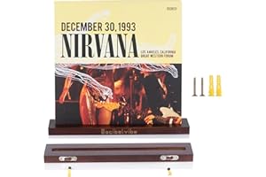 Decibelvibe Vinyl Record Shelf in Wood, Now Playing Stand, Wall Mount, to Showcase your Favorite Vinyls Record, Single and Double Vinyl Display. (Brown)