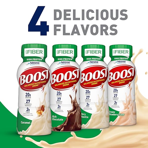 BOOST HIGH PROTEIN WITH FIBER READY TO DRINK COMPLETE NUTRITIONAL DRINK, VERY VANILLA, 8 FL OZ BOTTLE, 24 PACK