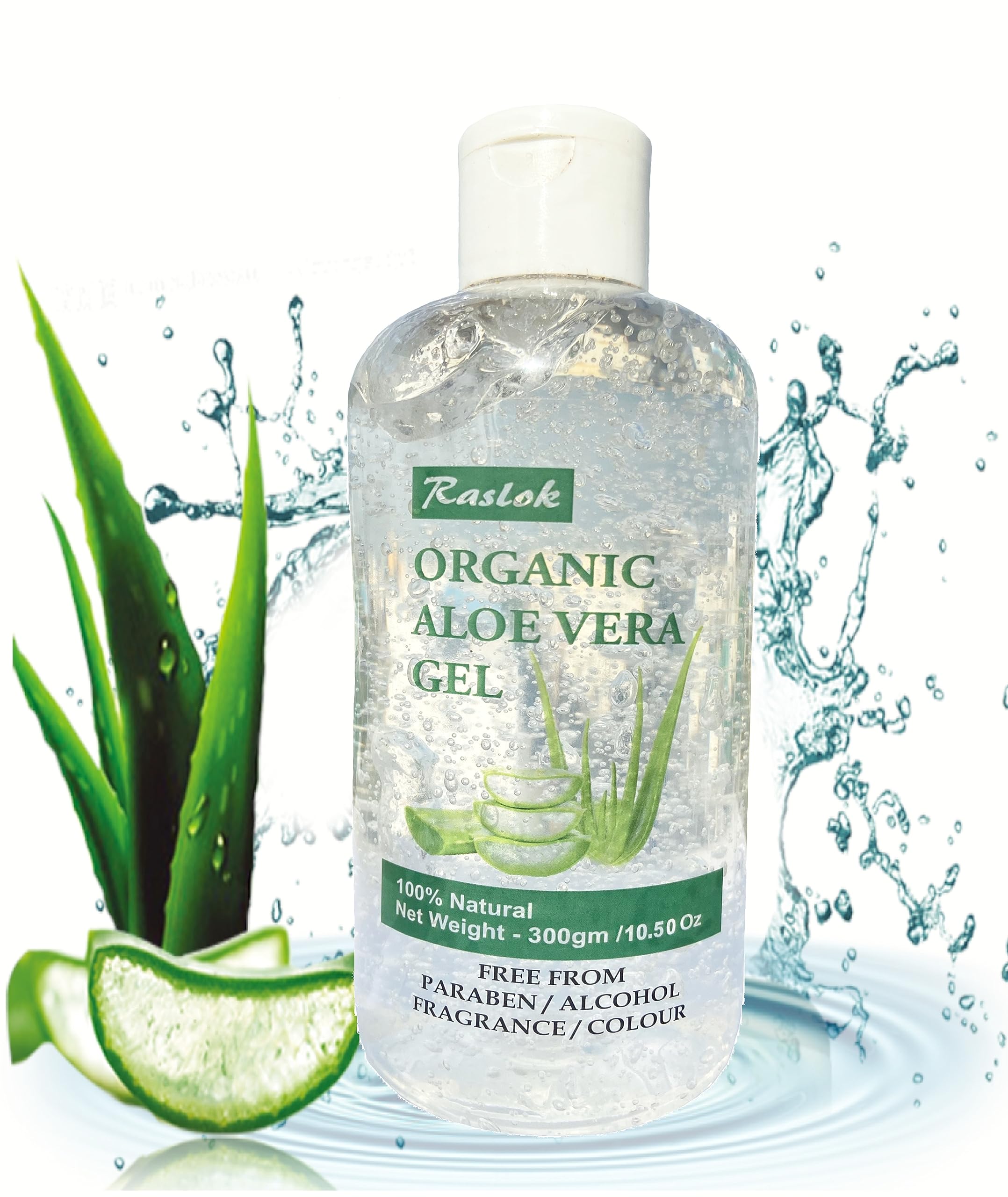 Raslok 100% Pure Natural Aloe Gel | For Moisturizing Face Skin & Hair Care,Durable Moisturizing Hydrating Soothing | Non-Sticky (10.50 oz)