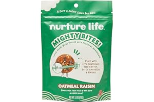 Nurture Life Mighty Bites - Oatmeal Raisin - Healthy Snacks for Kids & Toddlers Made with Oats, Sunflower Seed Butter, Chia Seeds, Dates, and Raisins - Plant-Based, High Fiber, Low Sugar - 15 Pieces (Pack of 1)