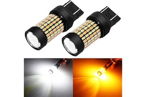 PHINLION Super Bright White Amber Dual Color Switchback 7443 7443na 7444 7444na LED Bulbs with Projector for Car Front Turn Signal Parking Lights