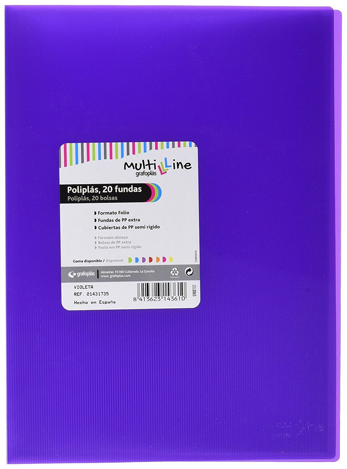 grafoplas 1451735 – Folder 20 Sleeves, Foolscap, Tapas PP, Purple