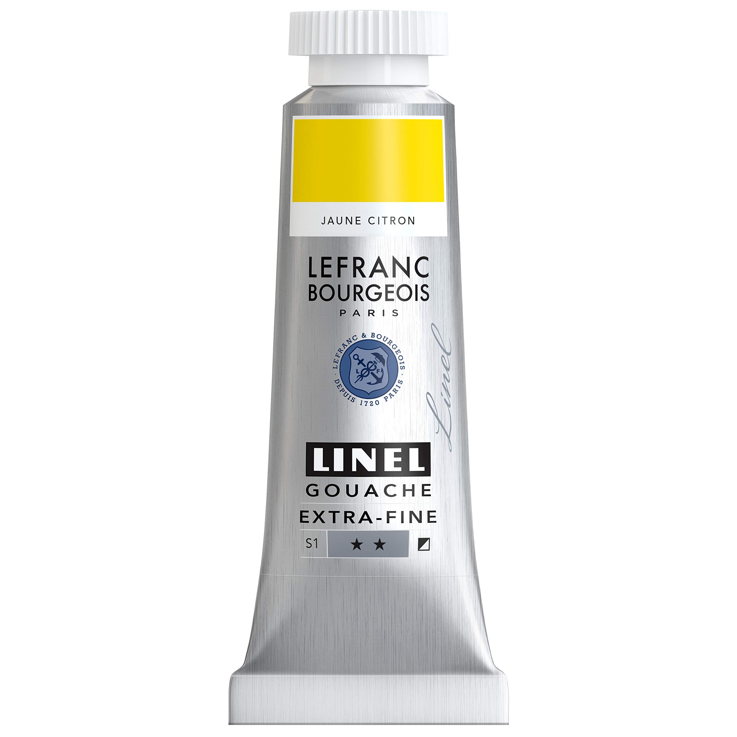 Lefranc & Bourgeois 301158 Linel Gouache Extra Fine and Smooth Watercolours with Maximum Colour Intensity, Luminosity for Streak-Free Application, 14 ml Tube - Lemon Yellow — image 1