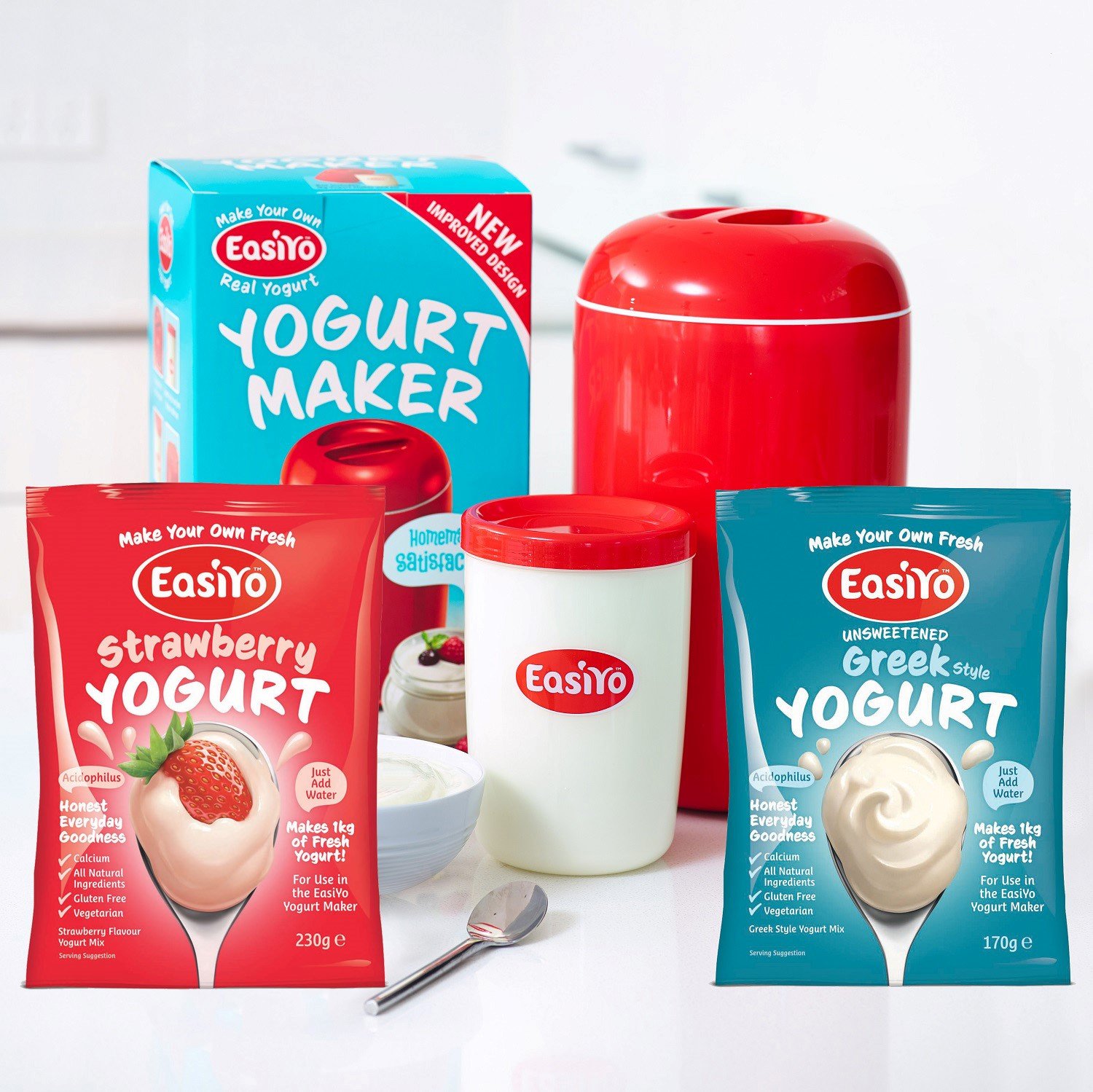 EasiYo Homemade Yoghurt Making Kit Jar & 2 Sachets Includes Maker