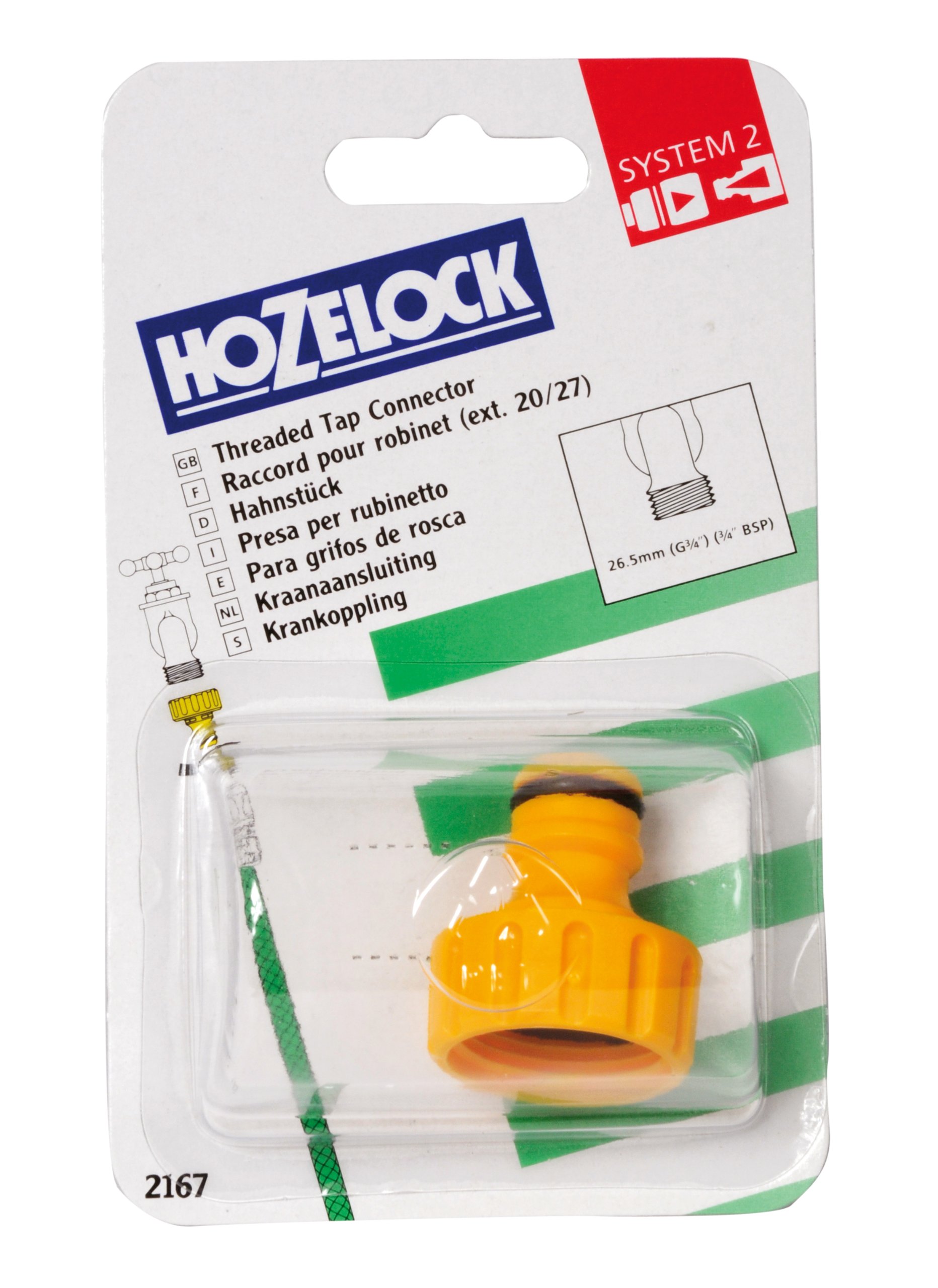 Hozelock Tap connector with External Thread, Multi-colour, 19 mm