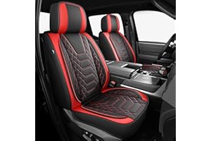 FREESOO Tundra Seat Covers 2026 2025 2024 2023 2022 Full Set, Fit for Toyota Tundra Crewmax Double Cab, Custom Truck Seat Covers with Waterproof Faux Leather BlackRed