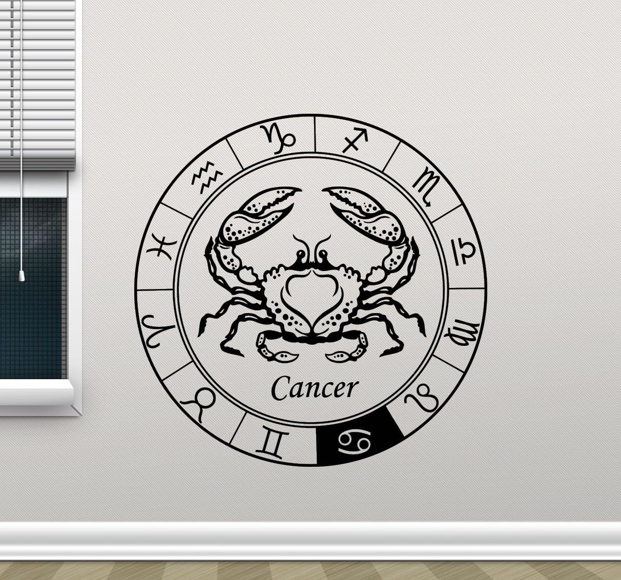 Cancer Wall Decal Astrology Horoscope Cancer Zodiac Sign Vinyl Sticker Cool Wall Art Design Wall Decor Housewares Kids Boy Girl Room Bedroom Decor Removable Wall Mural 3hor
