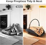 AMAGABELI GARDEN HOME Fireplace Log Holder Indoor Metal Wood Rack Basket Black view 4
