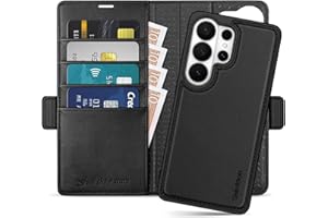 SHIELDON 2-in-1 Wallet Case for Galaxy S26 Ultra 6.9" 5G 2026, Genuine Leather, Detachable, Flip Magnetic Closure, Kickstand,