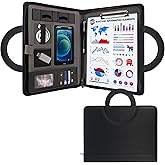 GraduatePro Portfolio Binder Leather Zippered Padfolio Folder Business Case Organizer Bag for Pad Notebook Resume for Women Men Graduation Gift, Black