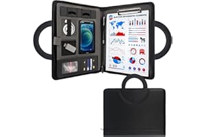 GraduatePro Portfolio Binder Leather Zippered Padfolio Folder Business Case Organizer Bag for Pad Notebook Resume for Women M