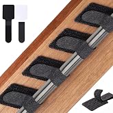 100 Pcs Cable Management Under Desk, Hook and Loop Cable Straps, Black | Strong Adhesive Backing, Residue-Free Removal, Adjustable Cable Ties for Home, Office, and TV, Computer, Vehicle Use