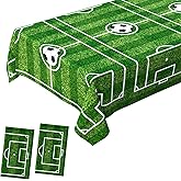 2 Pack Green Soccer Table Cloth Plastic Soccer Party Decorations Tablecloth Disposable Sports Theme Party Table Covers Soccer Theme Table Cloth for Birthday, Outdoor Picnic, Party Supplies 54 x 108 In
