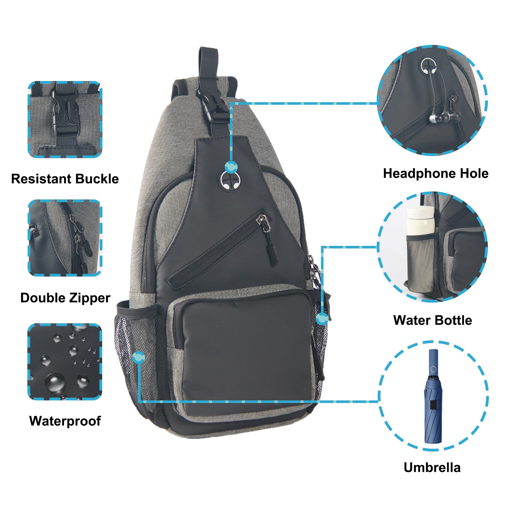 AMRANDOM Sling Backpack – Lightweight Crossbody Shoulder Bag For Travel, Hiking & Daily Use
