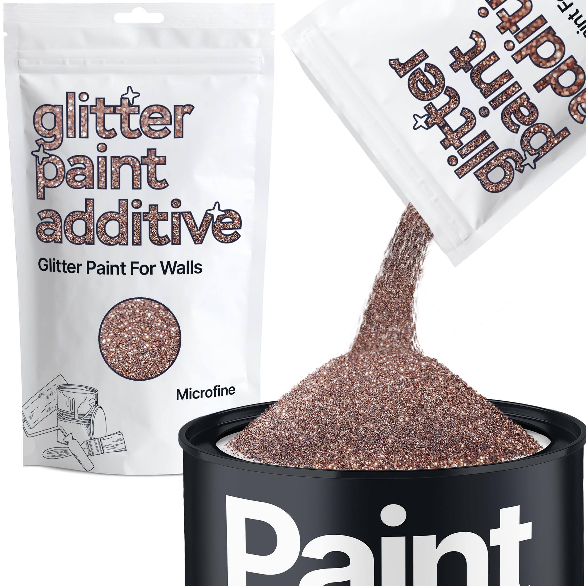 Hemway Bronze Brown Glitter Paint Additive Microfine 100g for Adding Sparkle to Paints & Varnish | Paint Walls Sparkly Add to Emulsion, Acrylic or Lacquer Indoor