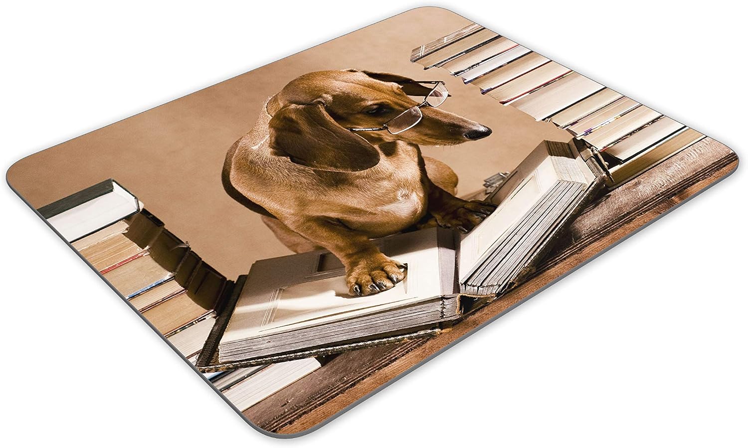 Destination Vinyl Ltd Dachshund Book Worm Mouse Mat Pad - Sausage Dog Puppy Funny Computer #15224, Multicolor, 23.5cm x 19.6cm x 5mm - Image 4