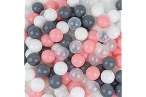 IAGBIBUI Ball Pit Balls for Toddlers 100 pcs, BPA Free Plastic Pool Ball for Kids Children, 2.16“ Ocean Balls Fun Toys Gift for Ball Pit, Kids Play Tent, Bounce House, Pink,Grey,White,Transparent