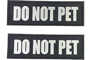 Albcorp Reflective Do Not Pet Patches with Hook Backing for Service Animal Vests /Harnesses Large (6 X 2) Inch