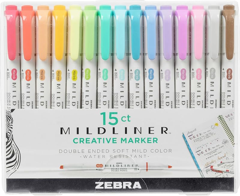Zebra Pen Mildliner Creative Marker Double Ended 15 Pack