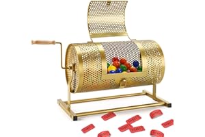 AugFir Raffle Drum, Heavy Duty Raffle Ticket Spinner Cage with Wooden Silent Design Turning Handle, Thickened Raffle Ticket Box for Lottery Games, Bingo, Raffle Balls