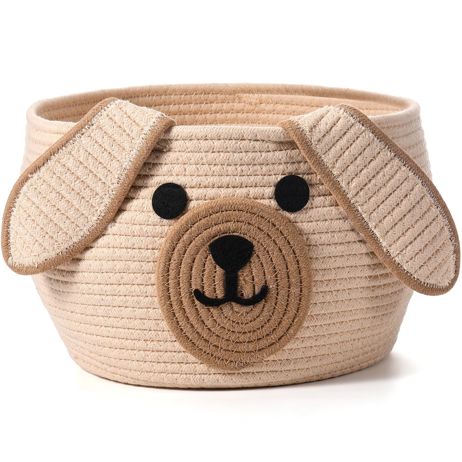 Photo 1 of Zopeal Dog Woven Basket Cute Woven Cotton Rope Puppy Animal Storage Basket for Laundry Toy Gift (Khaki,13 x 8 Inch)
