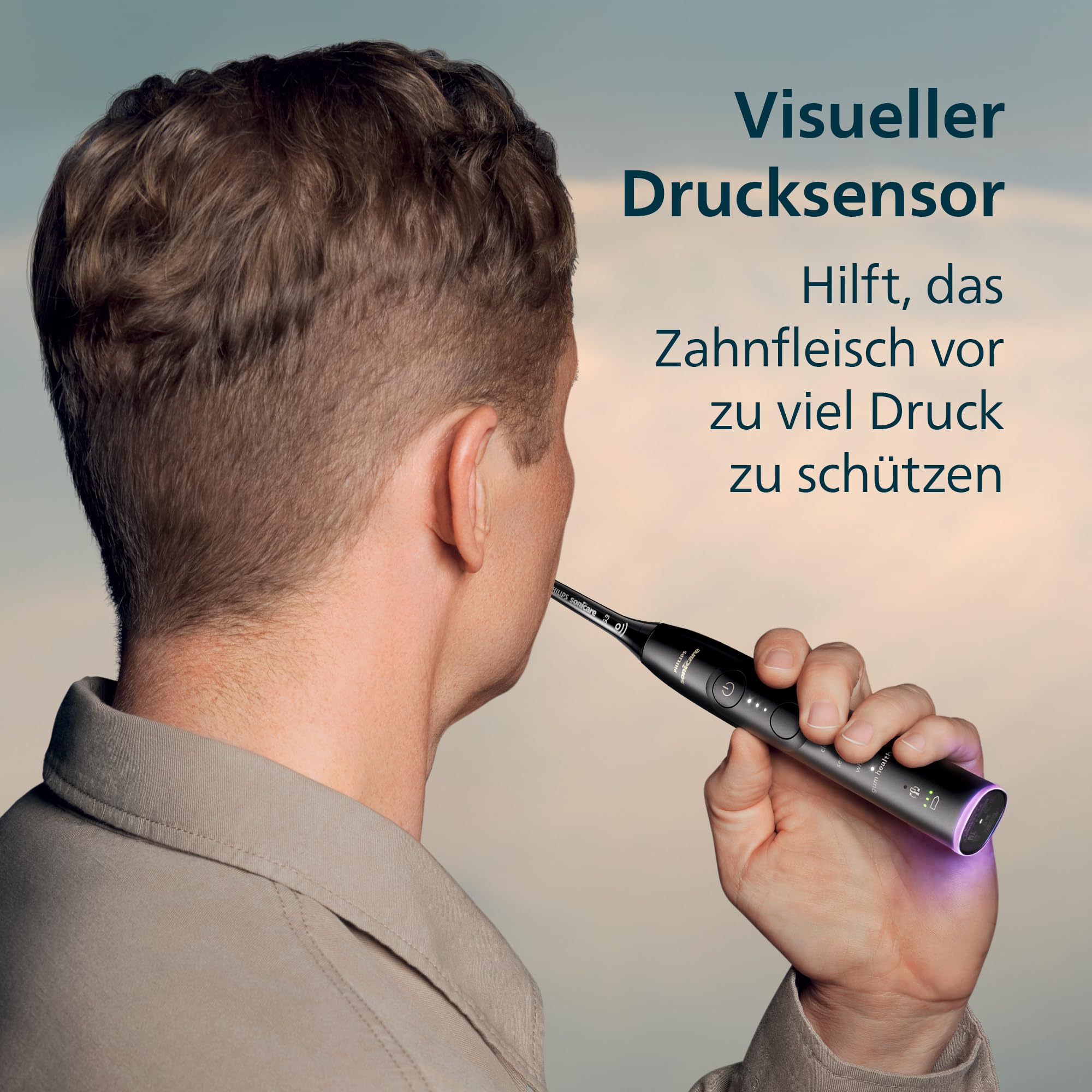 Philips Sonicare 7100 elektrische Zahnbürste, Schallzahnbürste mit App, 4 Putzmodi, 3 Intensitätsstufen, Andruckkontrolle, EasyStart, SmarTimer, Schwarz, 2er-Pack, Modell HX7429/03 [Neue Technologie] 5