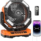 40000mAh Battery Powered Camping Fan - 136H Max Cooling, Rechargeable Battery Operated Oscillating Floor Fan with Charger, Remote & Hook, Portable for Tent Outdoor Patio Garage Hurricane Power Outage